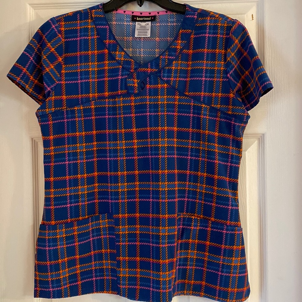 Navy patterned scrub top